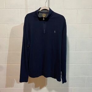 Polo Ralph Lauren Men's Jersey Quarter Zip XL Navy Golf Cotton Blend Casual Pony
